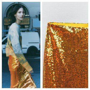 ZARA ORANGE SEQUIN SKIRT